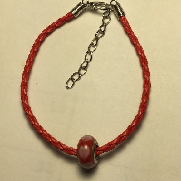 Jewelry - Faux Leather Braided Bead Charm w/ Bead